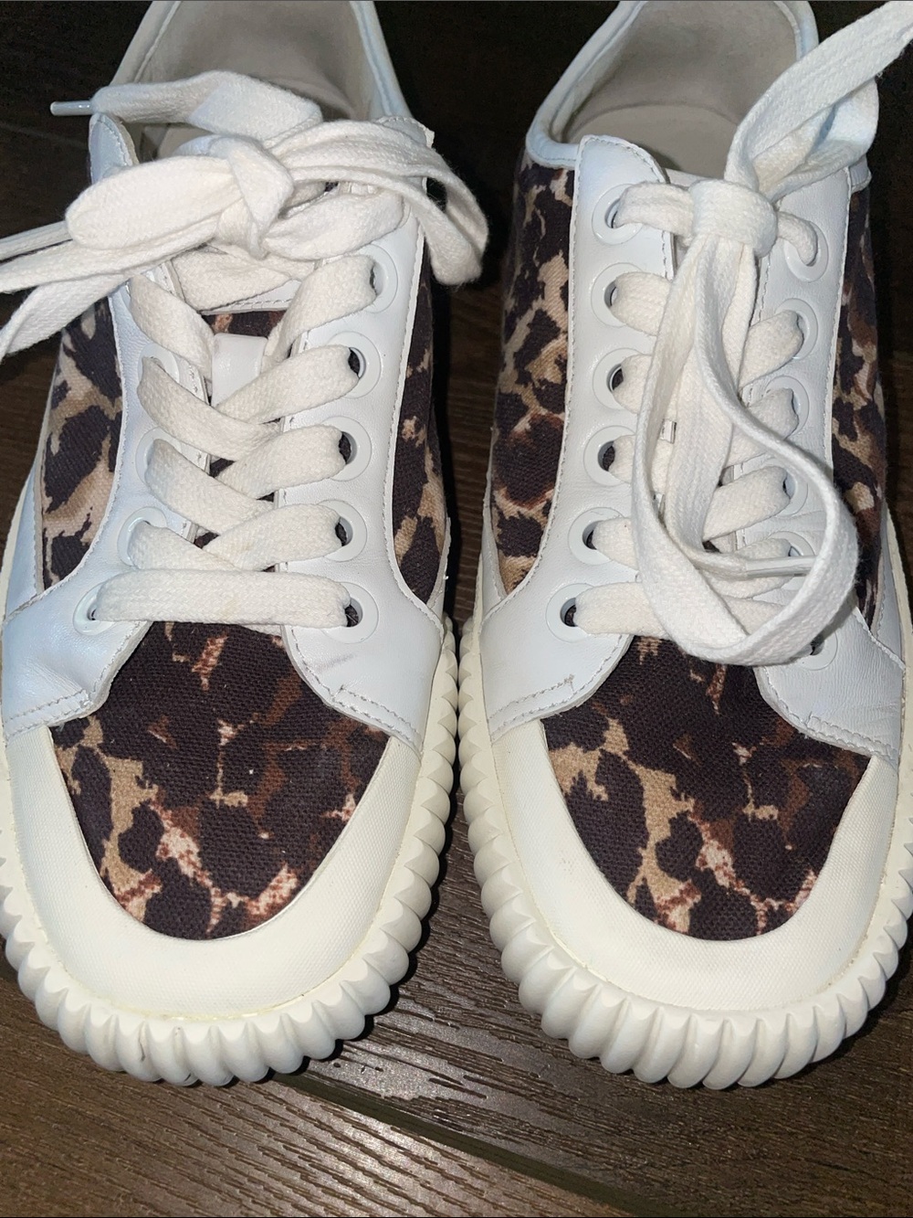 Veronica Beard Leopard Print Athletic Sneakers Size 7.5 Fit a Size 7